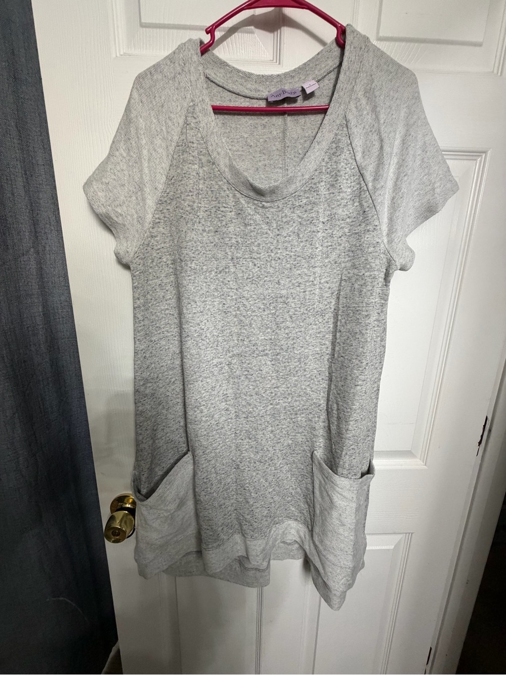 AnyBody Light Gray Short-Sleeve Pocket dress